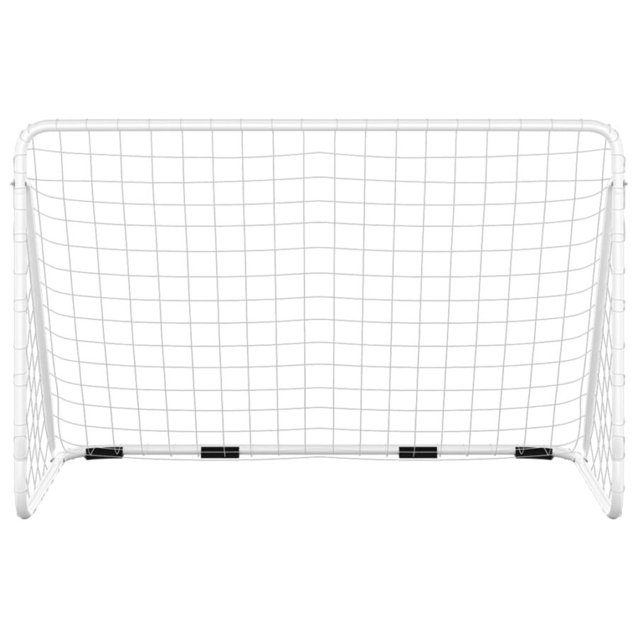 Voetbaldoel met net 180x90x120 cm staal wit - Afbeelding 3