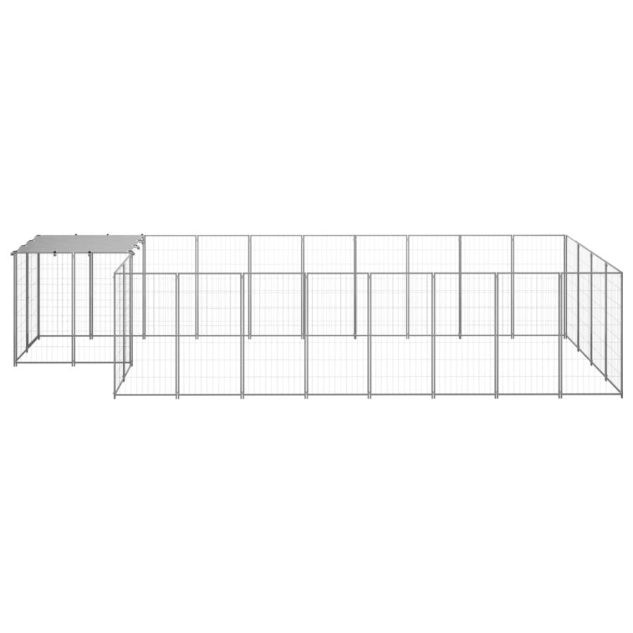 Hondenkennel 10,89 m² staal zilverkleurig - Afbeelding 2