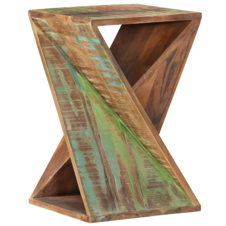Bijzettafel 35x35x55 cm massief gerecycled hout - Afbeelding 10