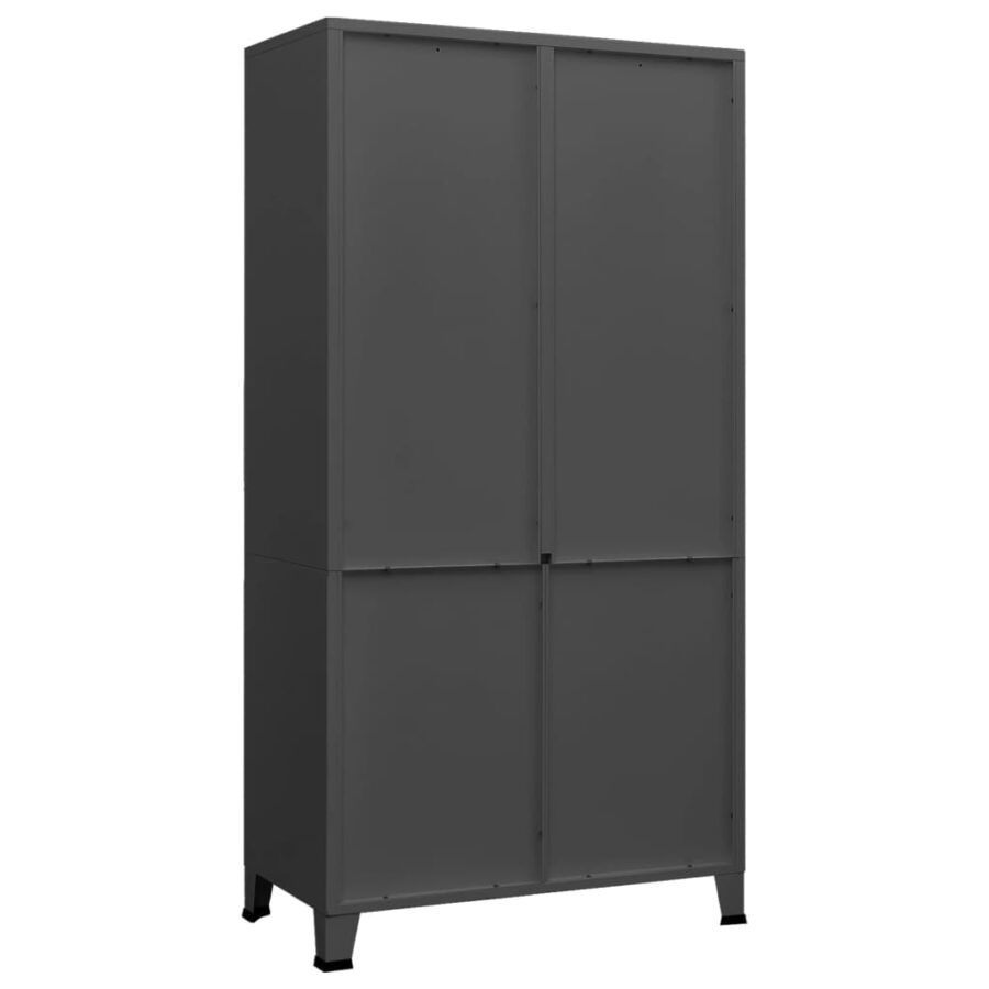 Kledingkast industrieel 90x50x180 cm metaal antracietkleurig - Afbeelding 4