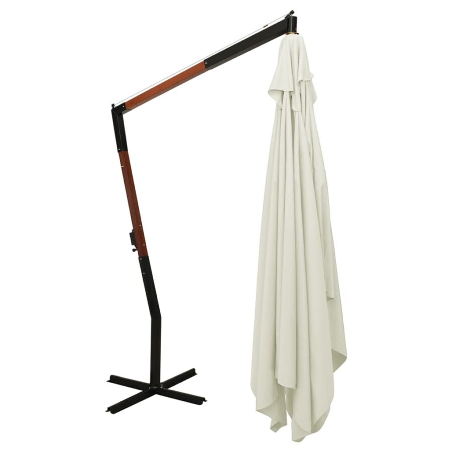 Zweefparasol met houten paal 400x300 cm zandwit - Afbeelding 4