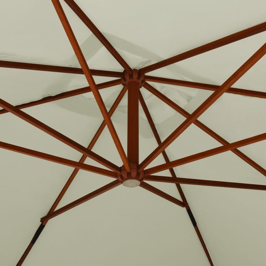 Zweefparasol met houten paal 400x300 cm zandwit - Afbeelding 5