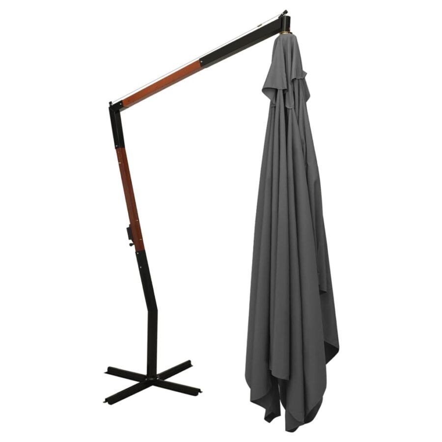 Zweefparasol met houten paal 400x300 cm antracietkleurig - Afbeelding 4