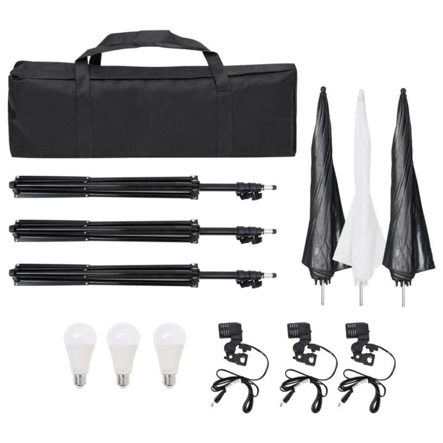 Fotostudioset met verlichtingsset, achtergrond en reflector - Afbeelding 5