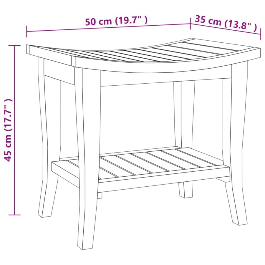 Badkamertafel 50x35x45 cm massief teakhout - Afbeelding 7