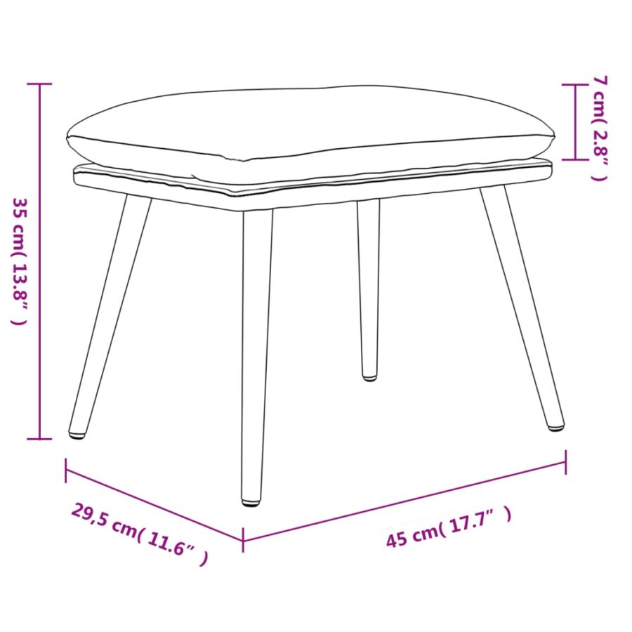 Voetenbank 45x29,5x35 cm fluweel roze - Afbeelding 6
