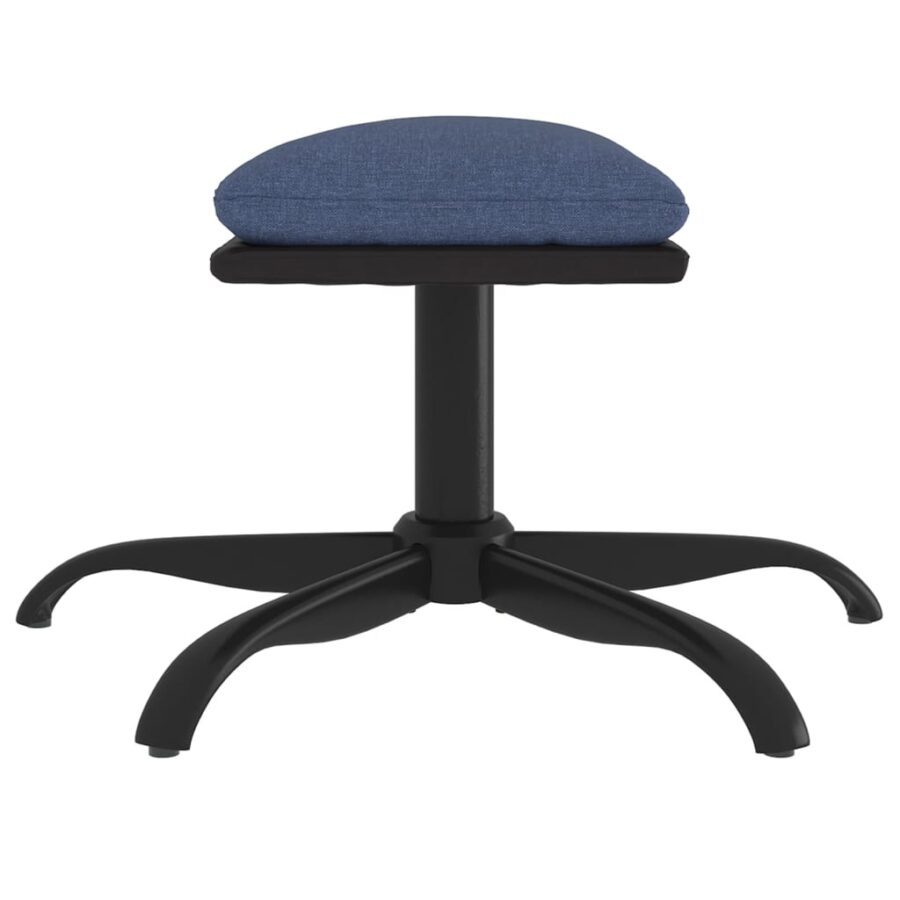 Voetenbank 60x60x36 cm stof en kunstleer blauw - Afbeelding 4