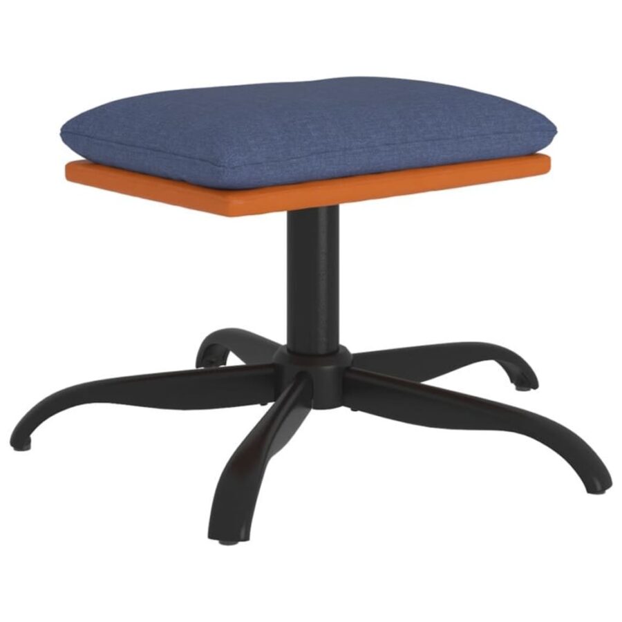 Voetenbank 60x60x36 cm stof en kunstleer blauw - Afbeelding 2