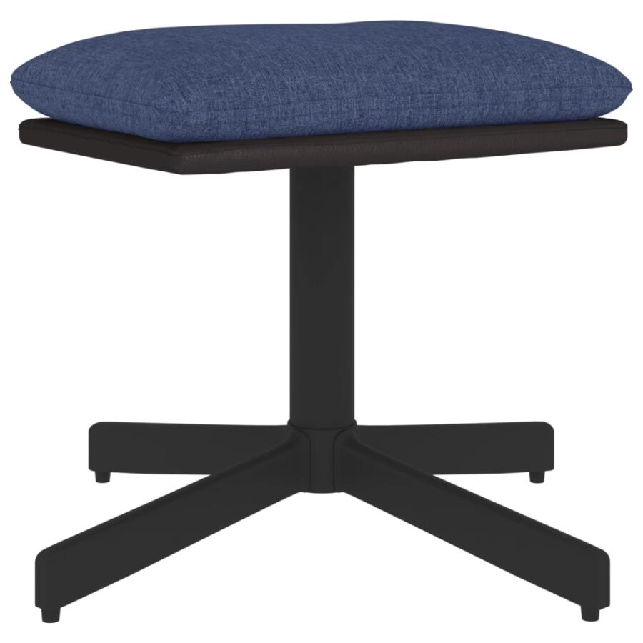 Voetenbank 60x60x36 cm stof en kunstleer blauw - Afbeelding 2