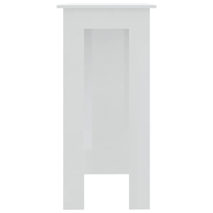 Bartafel met schap 102x50x103,5 cm bewerkt hout hoogglans wit - Afbeelding 4