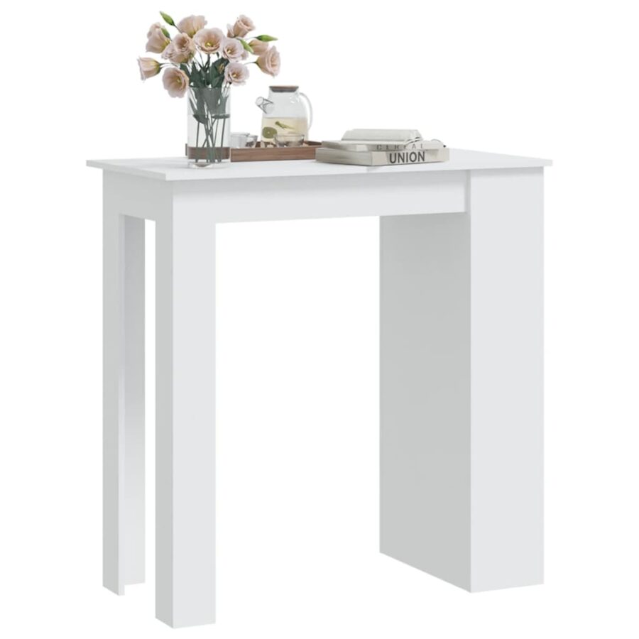 Bartafel met opbergrek 102x50x103,5 cm bewerkt hout wit - Afbeelding 4