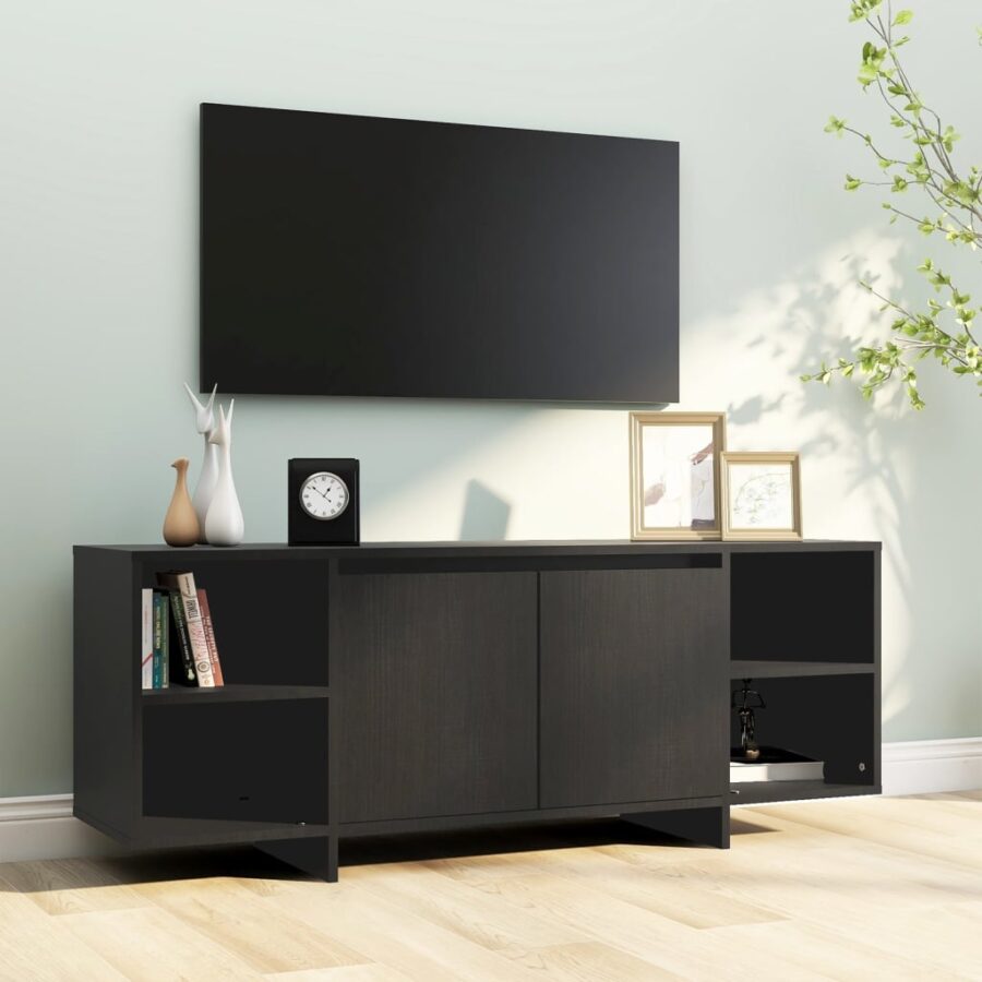 Tv-meubel 130x35x50 cm bewerkt hout zwart - Afbeelding 3
