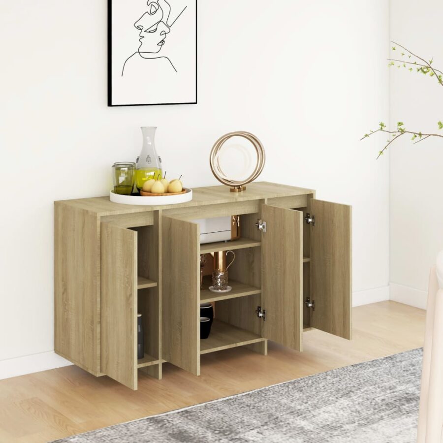 Dressoir 120x41x75 cm bewerkt hout sonoma eikenkleurig - Afbeelding 4