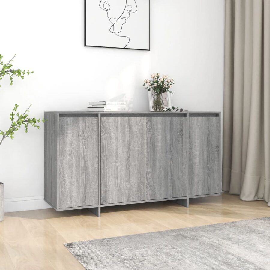 Dressoir 135x41x75 cm bewerkt hout grijs sonoma eikenkleurig