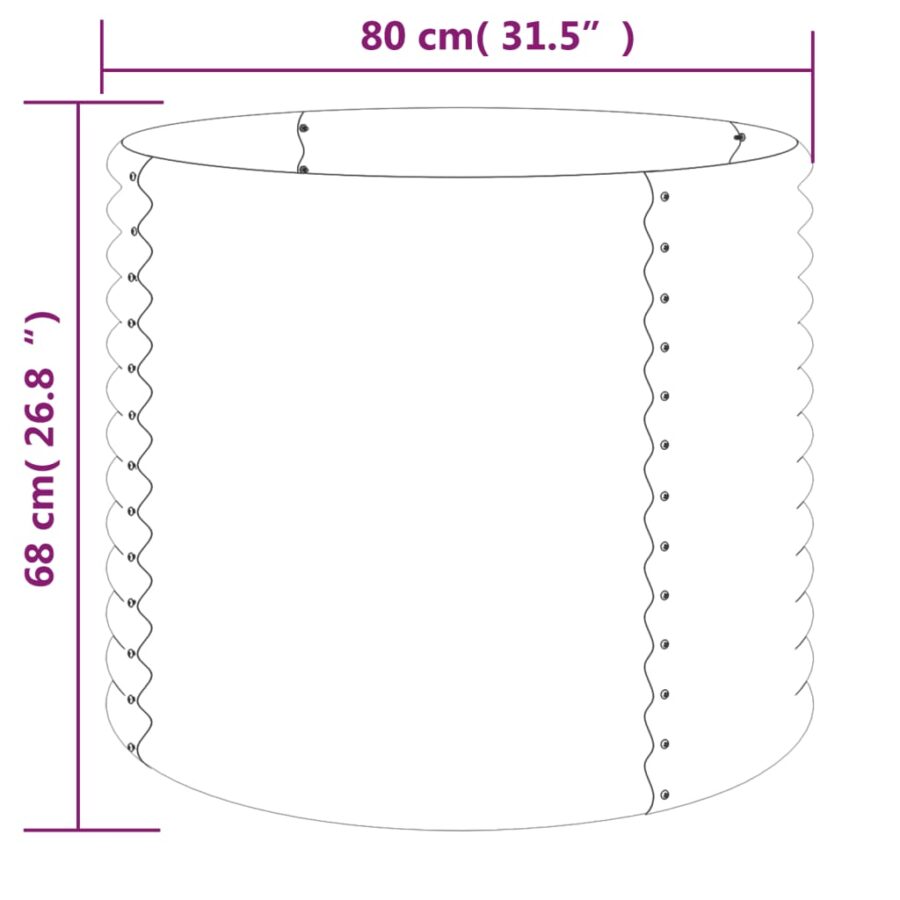 Plantenbak 80x80x68 cm gepoedercoat staal grijs - Afbeelding 4