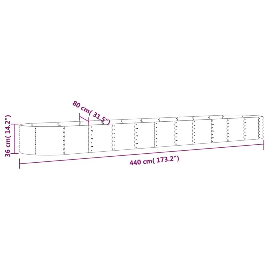 Plantenbak 440x80x36 cm gepoedercoat staal bruin - Afbeelding 6