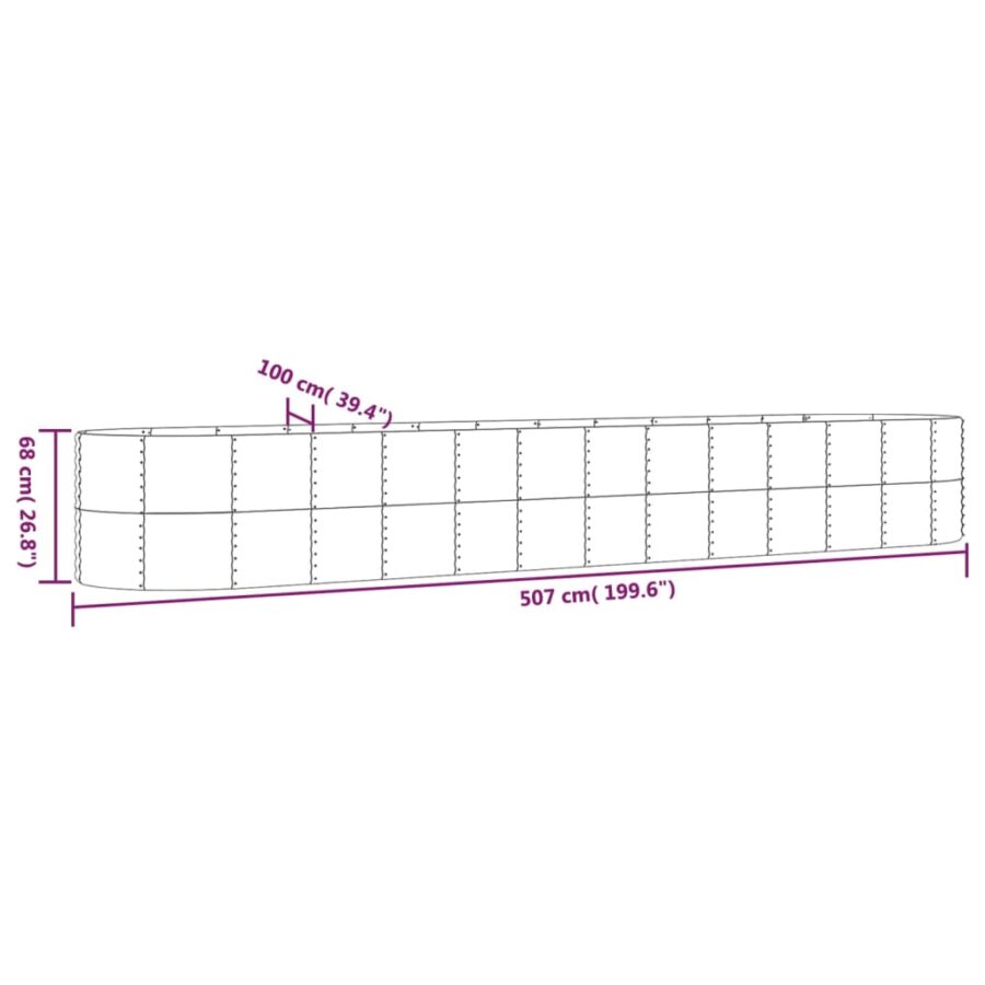Plantenbak 507x100x68 cm gepoedercoat staal zilverkleurig - Afbeelding 6
