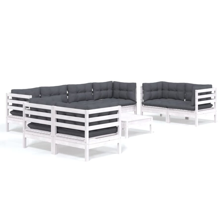 9-delige Loungeset met kussens massief grenenhout - Afbeelding 2