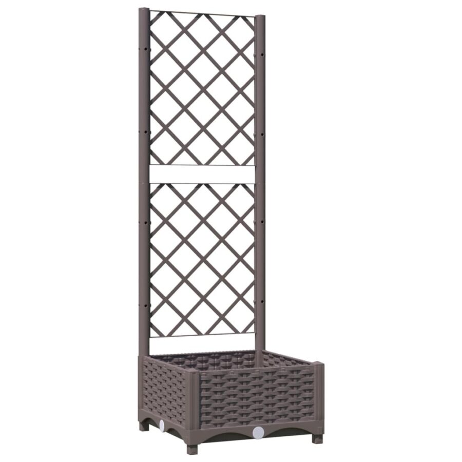 Plantenbak met latwerk 40x40x121,5 cm polypropeen bruin - Afbeelding 2