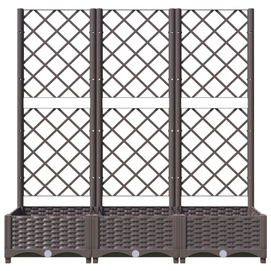 Plantenbak met latwerk 120x40x121,5 cm polypropeen bruin - Afbeelding 4