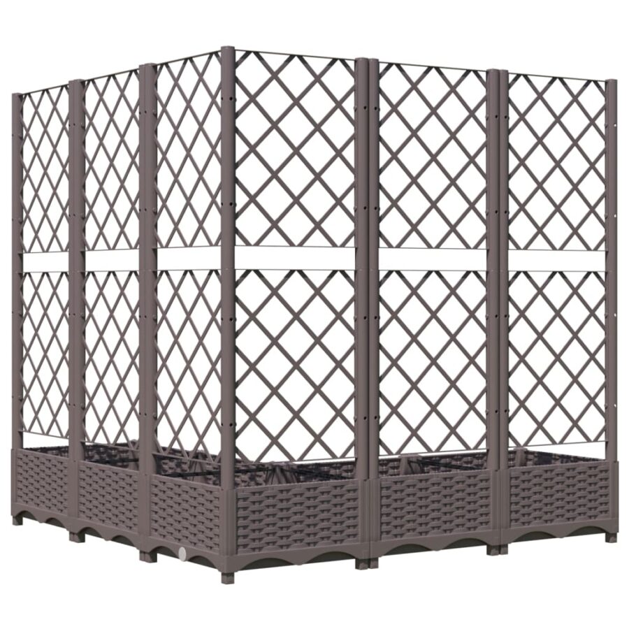 Plantenbak met latwerk 120x120x121,5 cm polypropeen bruin - Afbeelding 6