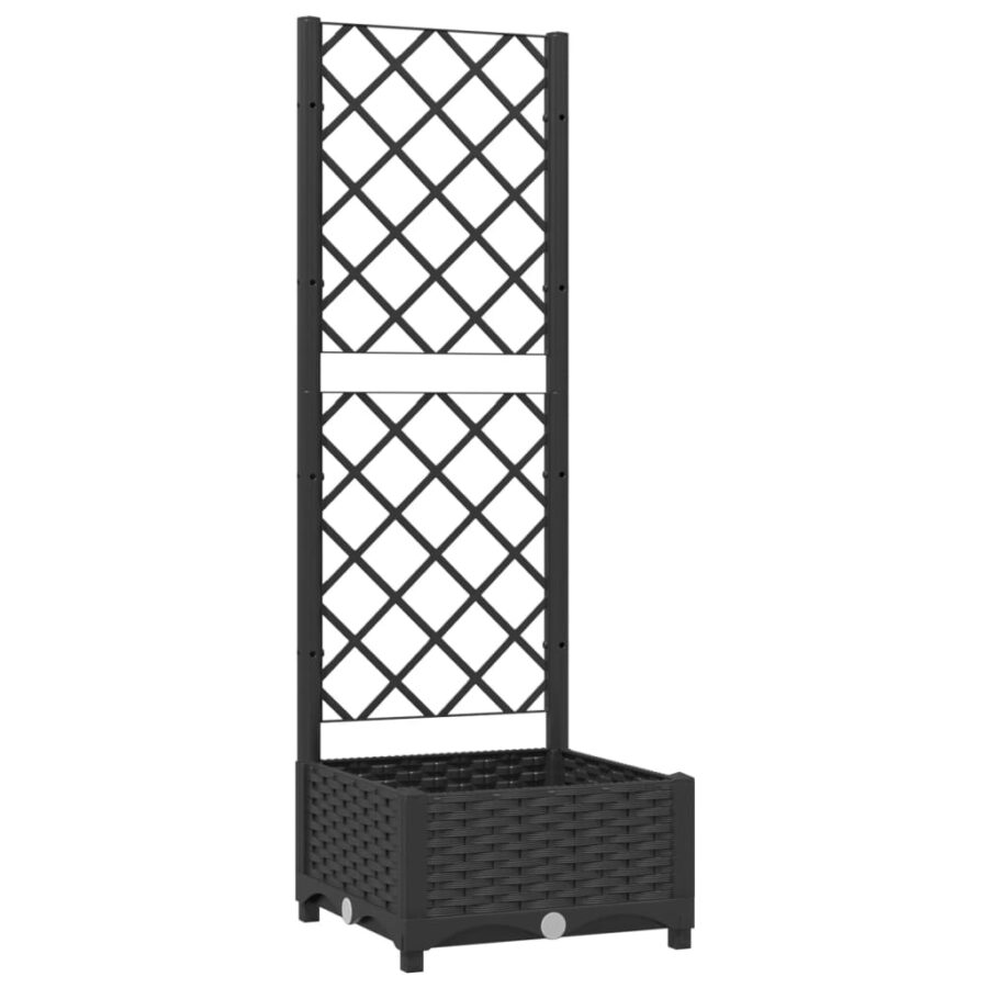 Plantenbak met latwerk 40x40x121,5 cm polypropeen zwart - Afbeelding 2