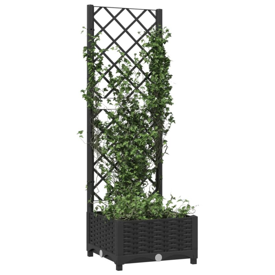 Plantenbak met latwerk 40x40x121,5 cm polypropeen zwart - Afbeelding 3