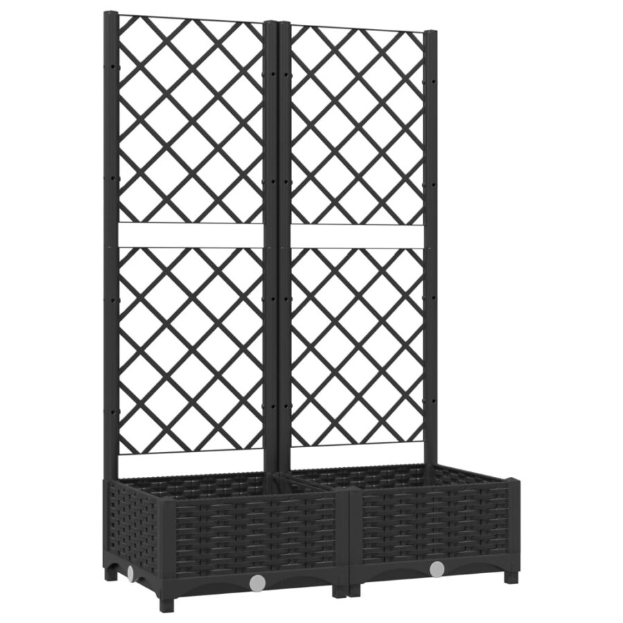 Plantenbak met latwerk 80x40x121,5 cm polypropeen zwart - Afbeelding 2