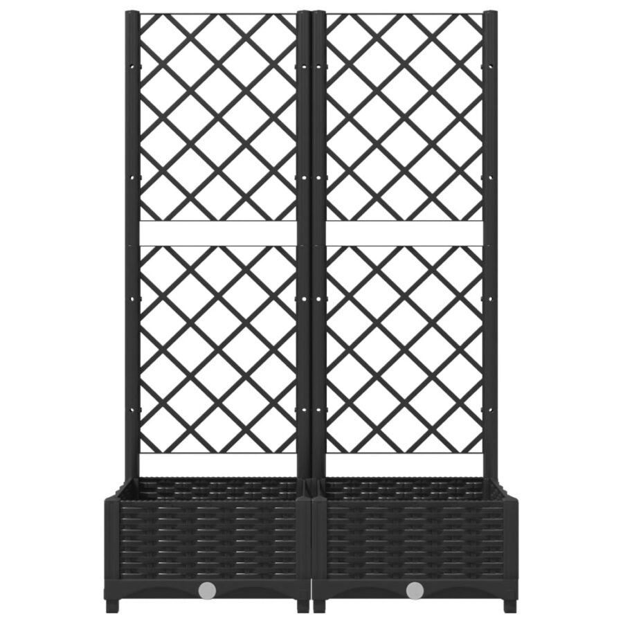 Plantenbak met latwerk 80x40x121,5 cm polypropeen zwart - Afbeelding 4