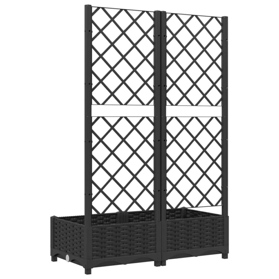 Plantenbak met latwerk 80x40x121,5 cm polypropeen zwart - Afbeelding 6