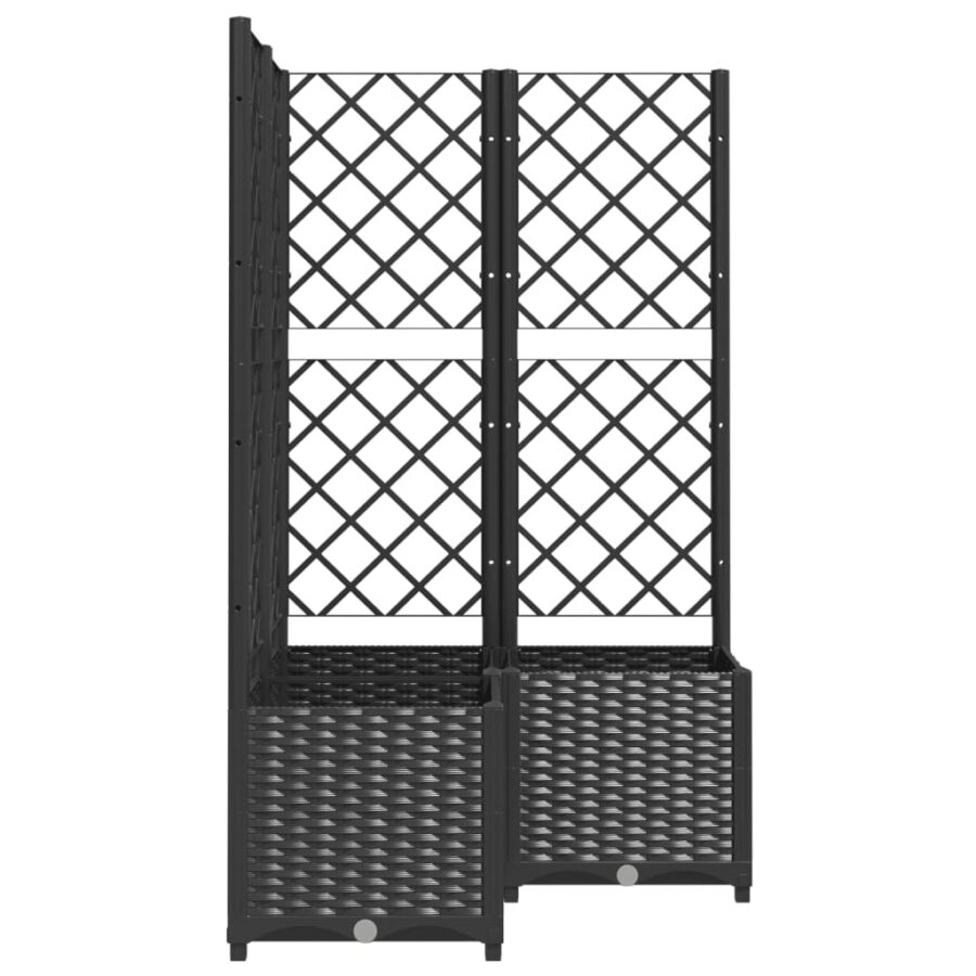 Plantenbak met latwerk 80x80x136 cm polypropeen zwart - Afbeelding 5