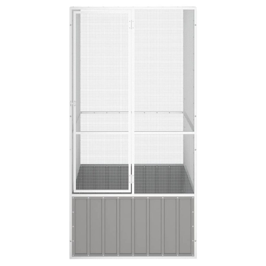 Vogelkooi 111x107x211,5 cm gegalvaniseerd staal grijs - Afbeelding 3