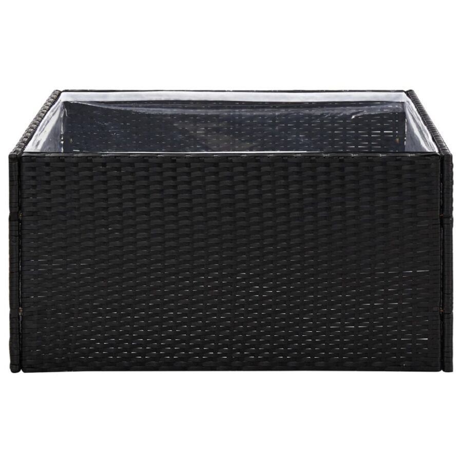 Plantenbak 80x80x40 cm poly rattan zwart - Afbeelding 4
