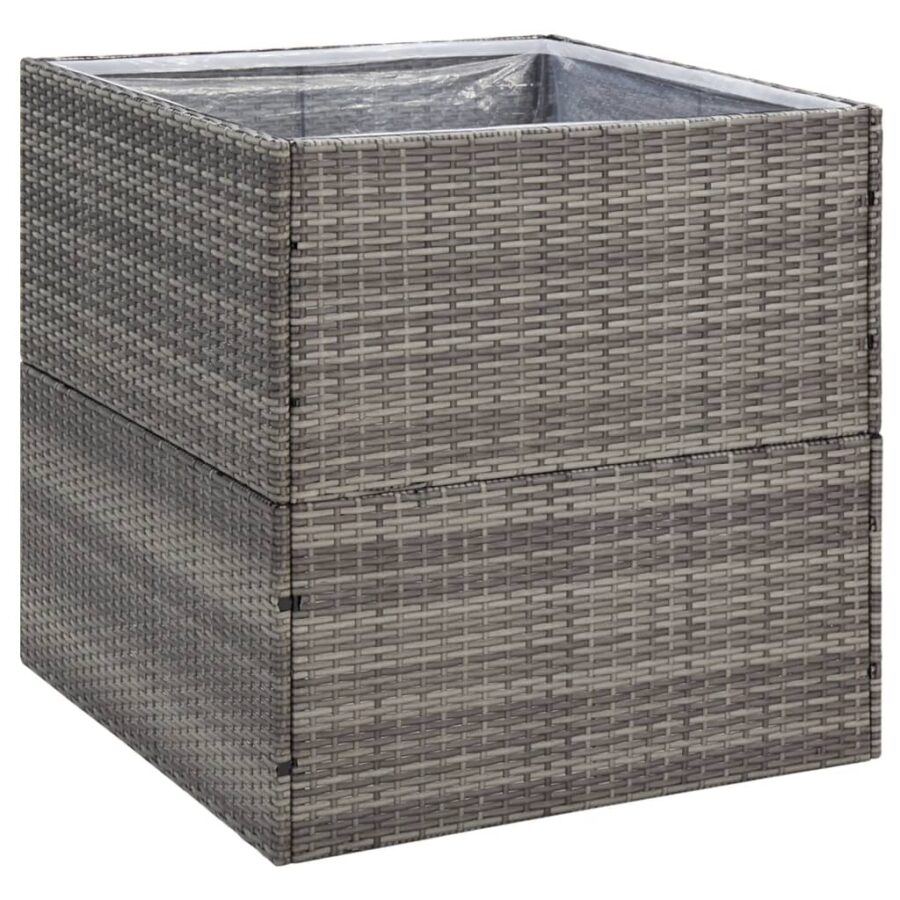 Plantenbak 80x80x80 cm poly rattan grijs - Afbeelding 2