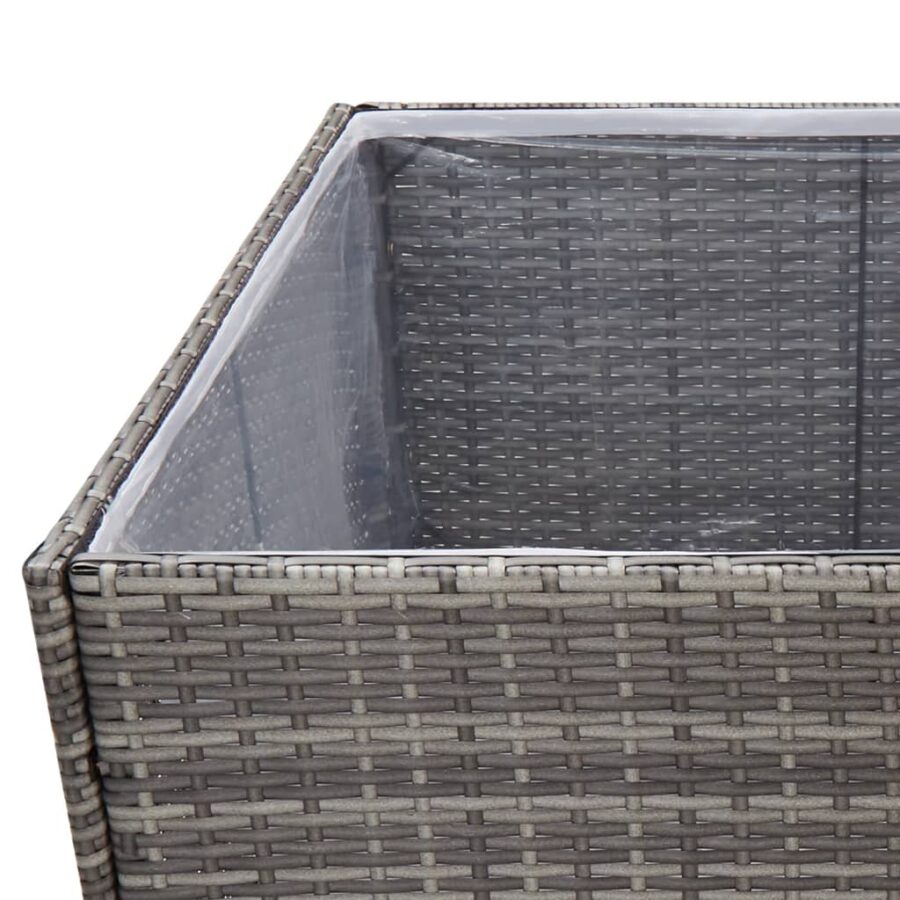 Plantenbak 80x80x80 cm poly rattan grijs - Afbeelding 5