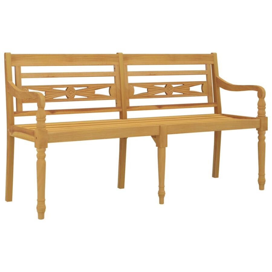 Bankje Batavia met taupe kussen 150 cm massief teakhout - Afbeelding 4