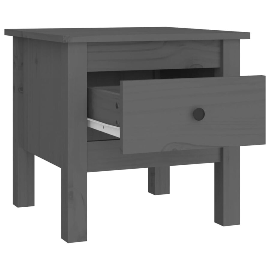 Bijzettafel 40x40x39 cm massief grenenhout grijs - Afbeelding 7