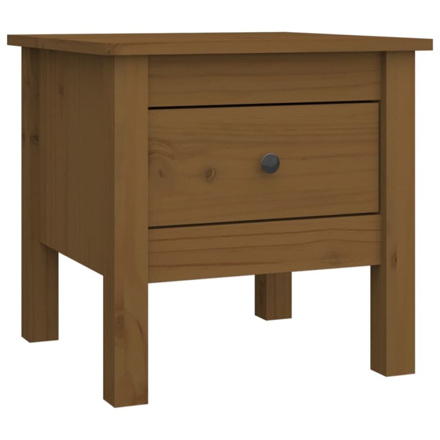 Bijzettafels 2 st 40x40x39 cm massief grenenhout honingbruin - Afbeelding 3