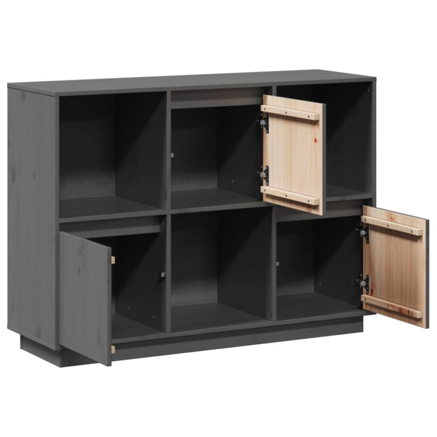 Dressoir 110,5x35x80 cm massief grenenhout grijs - Afbeelding 7