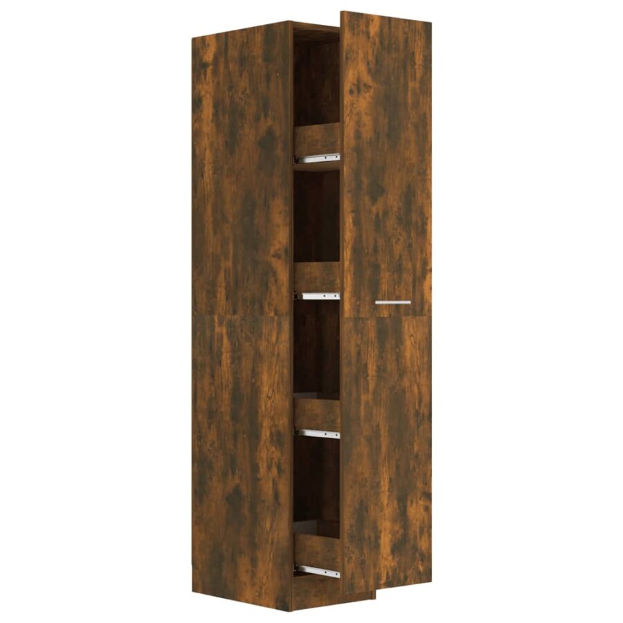Apothekerskast 30x42,5x150 cm bewerkt hout gerookt eikenkleurig - Afbeelding 2