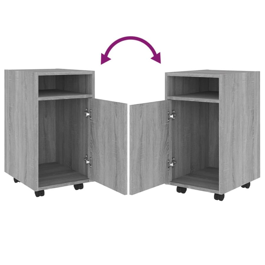 Bijzetkast met wielen 33x38x60 cm bewerkt hout grijs sonoma - Afbeelding 5
