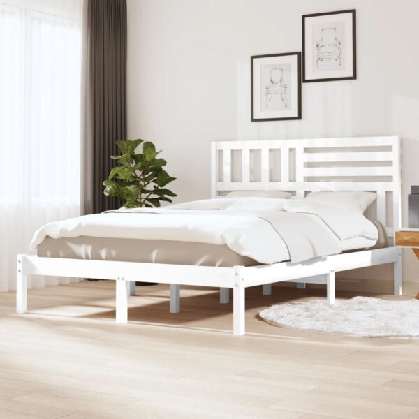 Bedframe zonder matras massief grenenhout wit 120x190 cm