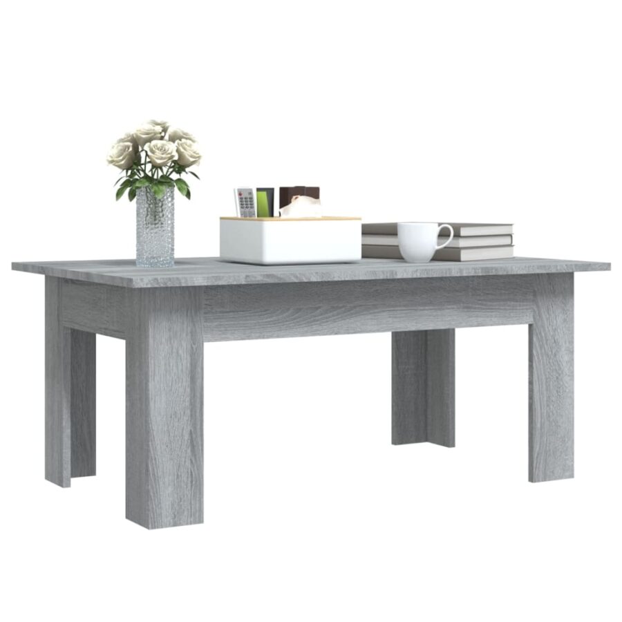 Salontafel 100x60x42 cm bewerkt hout grijs sonoma eikenkleurig - Afbeelding 4
