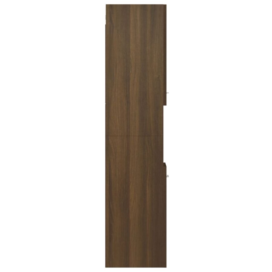 Badkamerkast 30x30x130 cm bewerkt hout bruin eikenkleur - Afbeelding 8