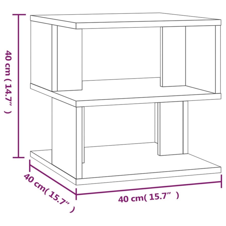 Bijzettafel 40x40x40 cm bewerkt hout bruin eikenkleur - Afbeelding 7