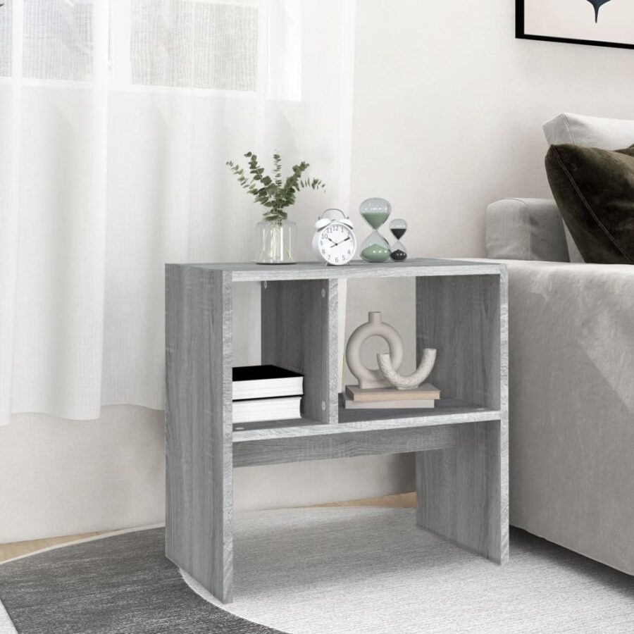 Bijzettafel 50x30x50 cm bewerkt hout grijs sonoma eikenkleurig - Afbeelding 3