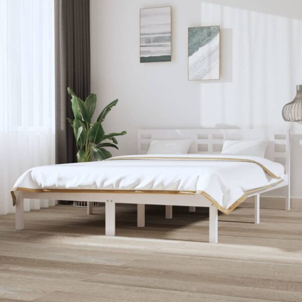 Bedframe zonder matras massief grenenhout wit 120x200 cm