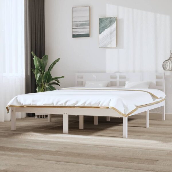Bedframe zonder matras massief grenenhout wit 160x200 cm