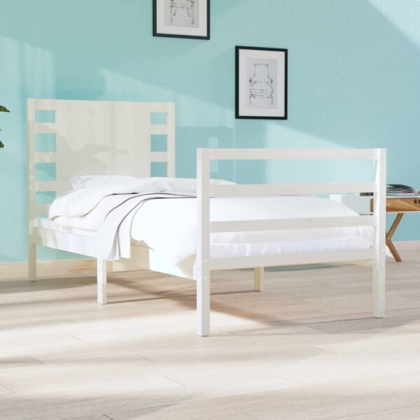 Bedframe zonder matras massief grenenhout wit 90x190 cm