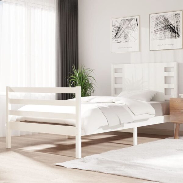 Bedframe zonder matras massief grenenhout wit 90x200 cm